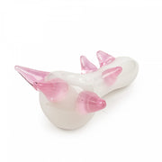 White and Pink Spiked Hand Pipe with Screen by Red Eye Glass Canada
