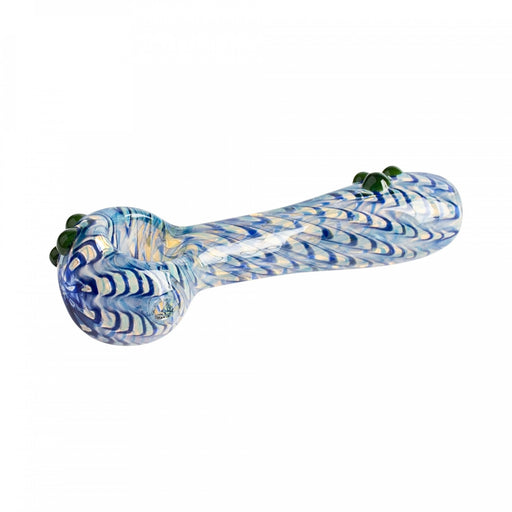 Blue Zippy Spoon Pipe with Feathered Design Red Eye Glass Canada