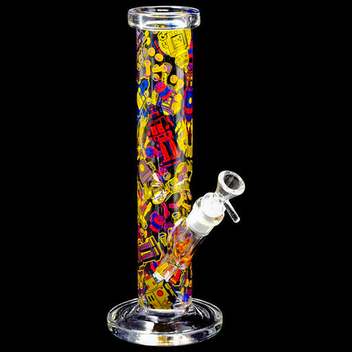 Robot Straight Tube Full Wrap Decal Bong Red Eye Glass