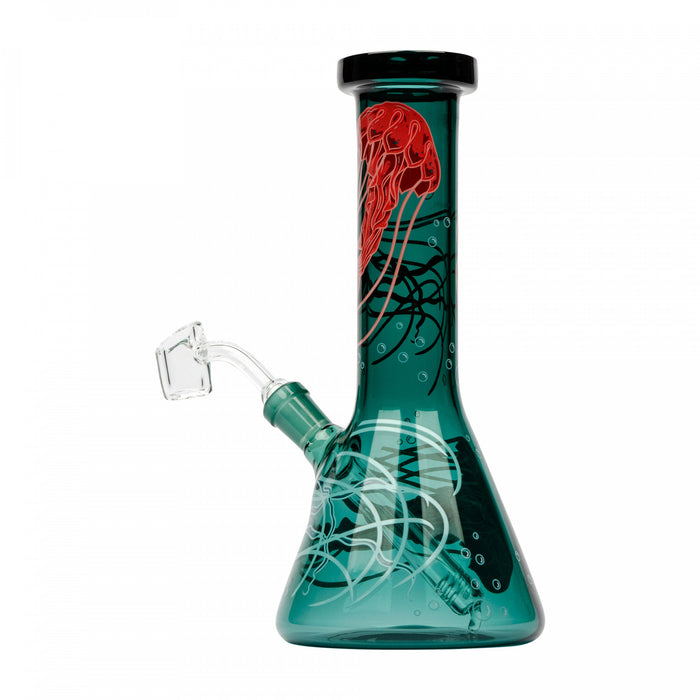 Teal Jelly Fish Concentrate Beaker Dab Rig Red Eye Glass