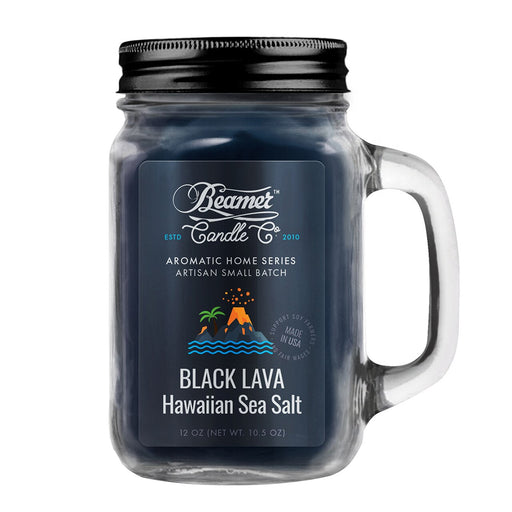 Beamer Candle Black Lava Hawaiian Sea Salt with a 12 Ounce Mason Jar Canada