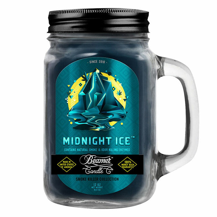 Beamer Candle Midnight Ice with a 12 Ounce Mason Jar Canada