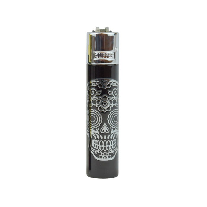 Silver Clipper Metal Mexican Sugar Skull Lighters 