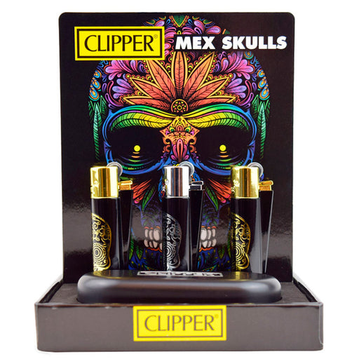 Clipper Metal Mexican Sugar Skull Lighters 