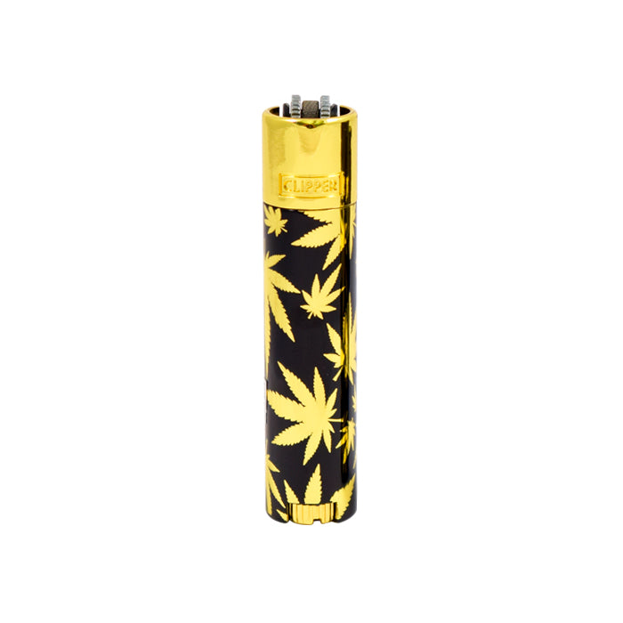 Gold Cannabis Leaves Metal Clipper Lighter Canada