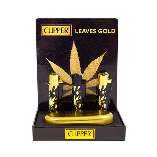gold cannabis leaf metal clipper black and gold