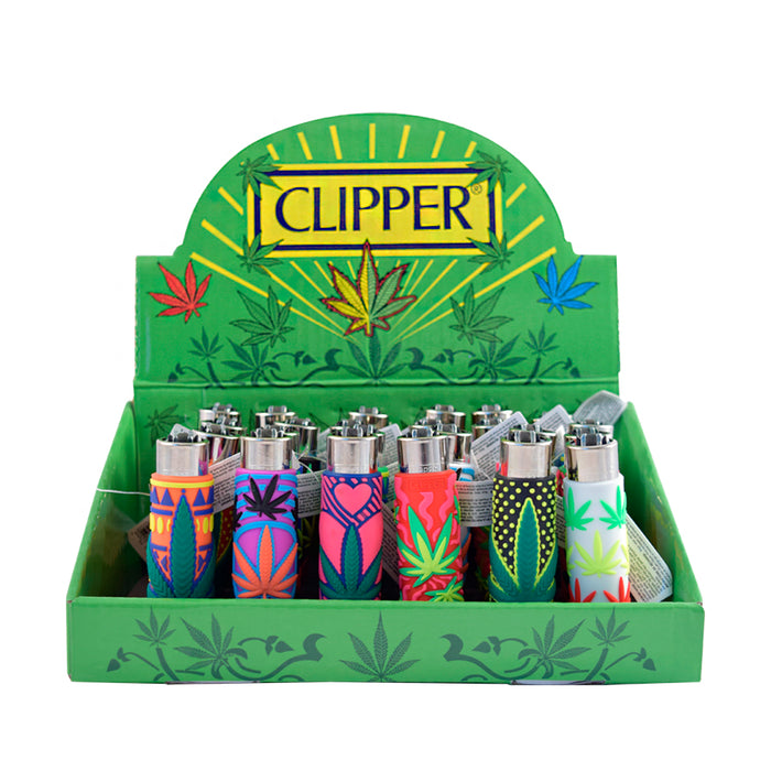 Silicone Wrapped Clipper Lighters Cannabis Leaves