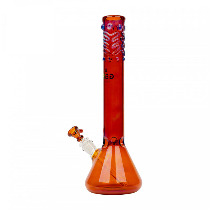 Amber GEAR 14" Tall Beaker Tube with Worked Top Bong