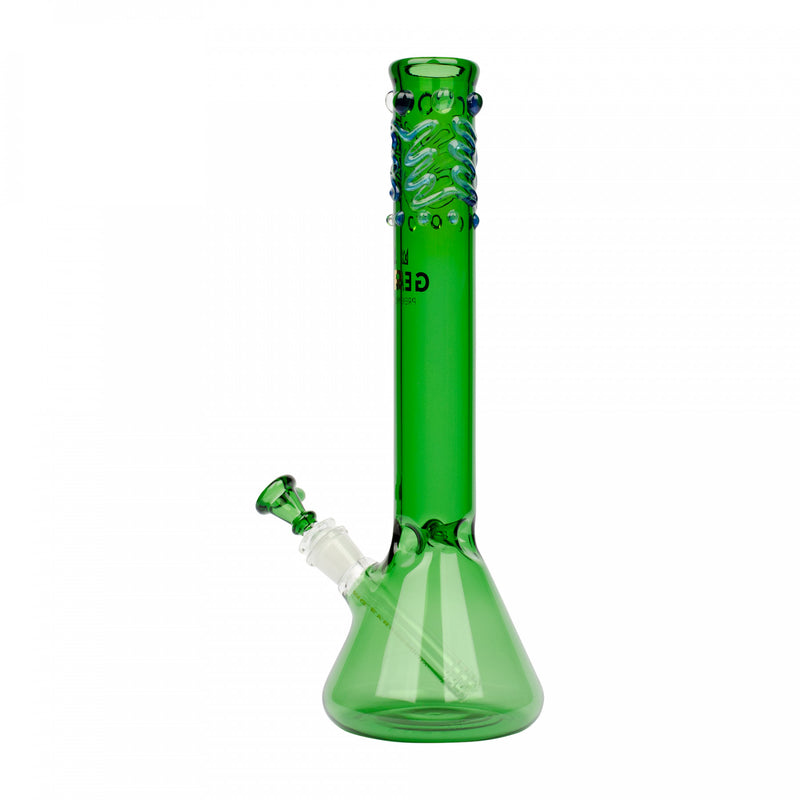 Green GEAR 14" Tall Beaker Tube with Worked Top Bong