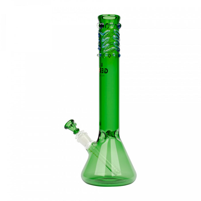 Green GEAR 14" Tall Beaker Tube with Worked Top Bong