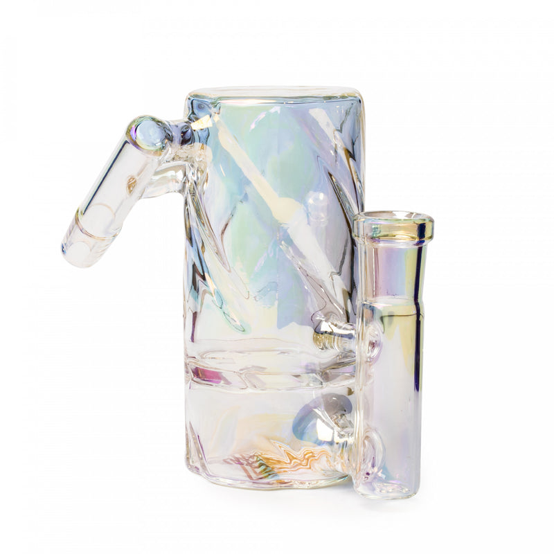 Rainbow Metallic Finish Twisted 45 Degree Ash Catcher for Waterpipes 