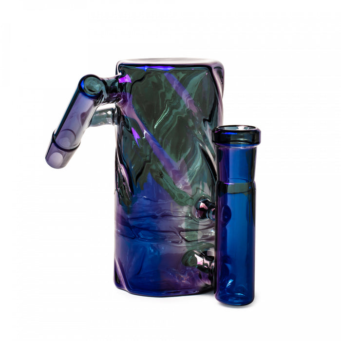 Deep Blue Metallic Finish Twisted 45 Degree Ash Catcher for Waterpipes 