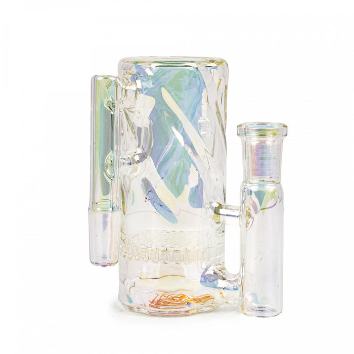 Rainbow Metallic Finish Twisted 90 Degree Ash Catcher for Waterpipes 