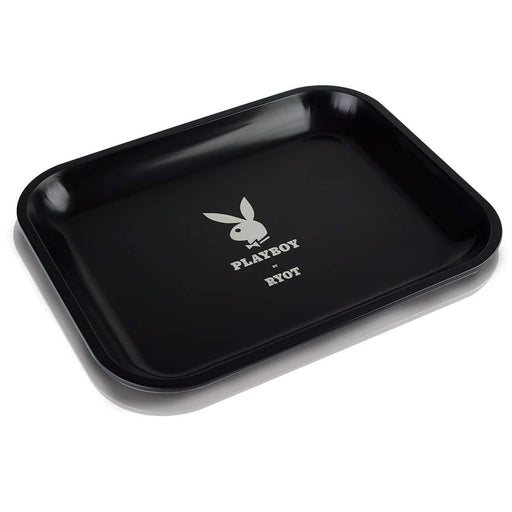 Playboy RYOT Large Rolling Tray Black with Silver Bunny  Canada