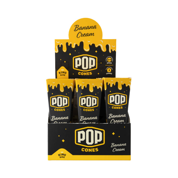 Pop Cones King Size Pre-Rolled Cones - Pack of 3 - Banana Cream