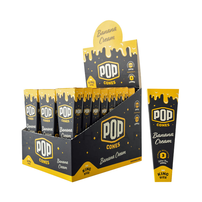 Pop Cones King Size Pre-Rolled Cones - Pack of 3 - Banana Cream