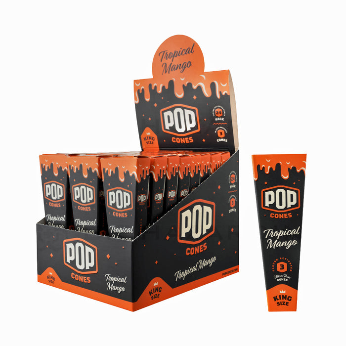 Pop Cones King Size Pre-Rolled Cones - Pack of 3 - Tropical Mango