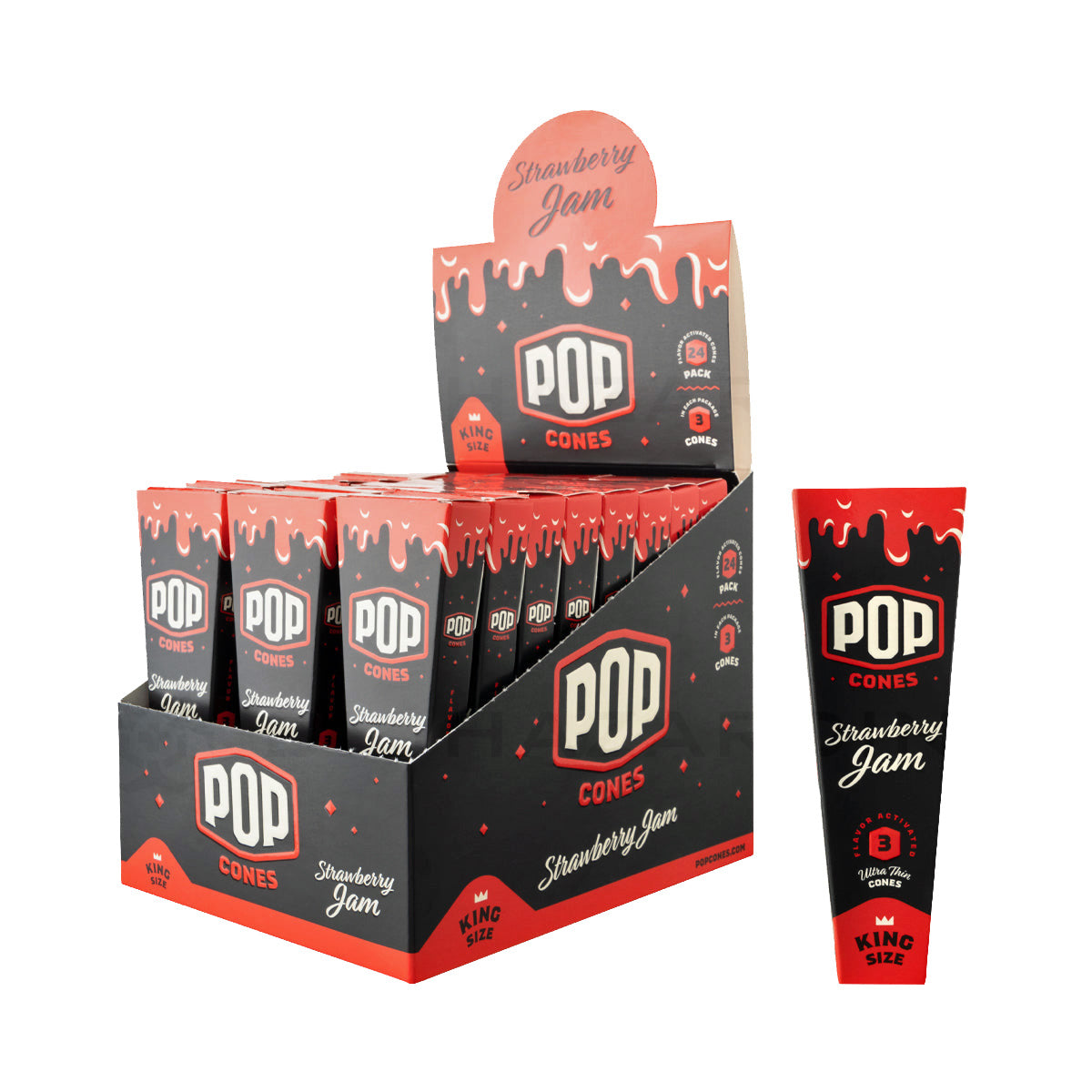 Pop Cones Strawberry Jam King Size Pre-Rolled Cones with Flavour Beads ...