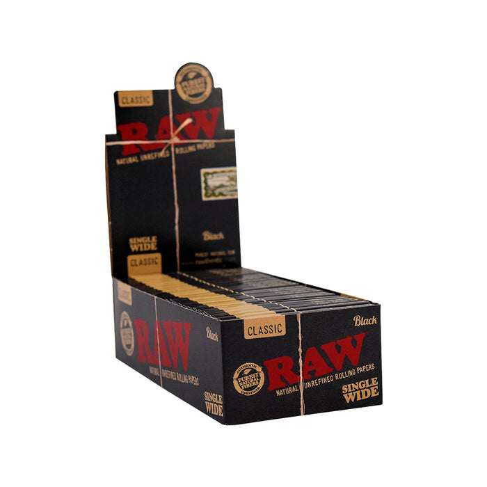 RAW Black Rolling Papers - Single Wide (100 Sheets)