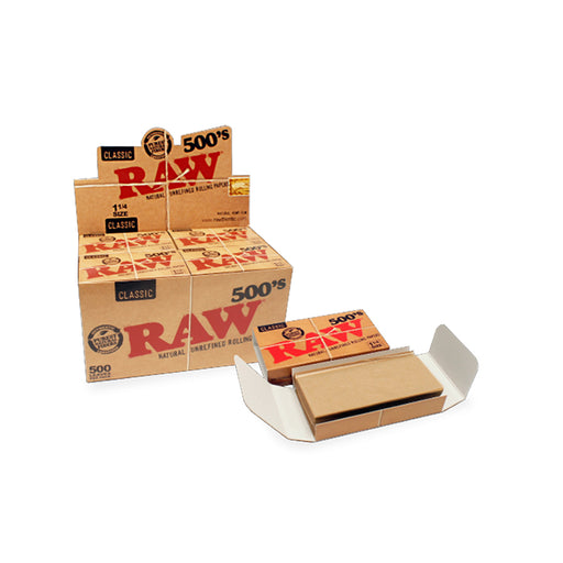 Classic RAW Rolling Papers 500 Sheet Pack 1.25 1-1/4 Canada Head Candy