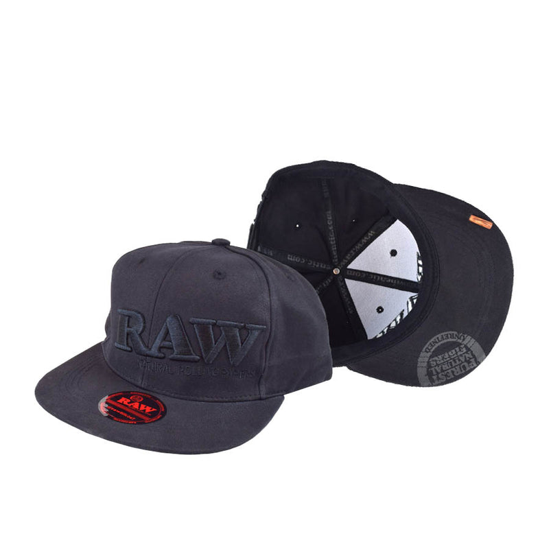 RAW Black on Black Flat Brim Snapback