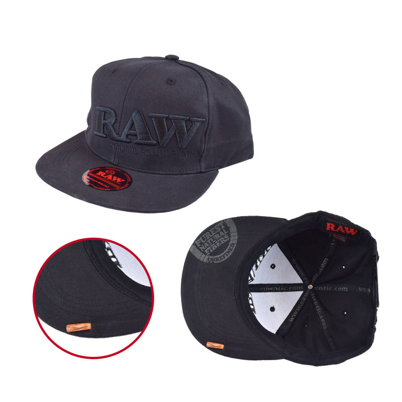 RAW Black on Black Flat Brim Snapback