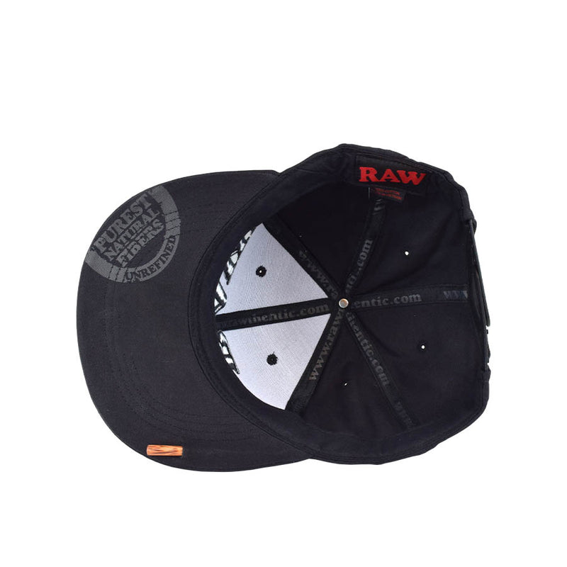 RAW Black on Black Flat Brim Snapback