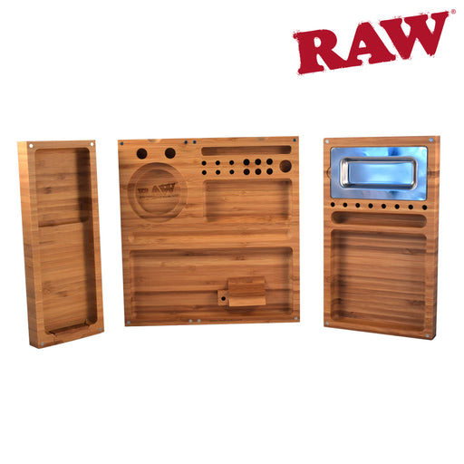 RAW 3 Section Magnetic Bamboo Rolling Tray