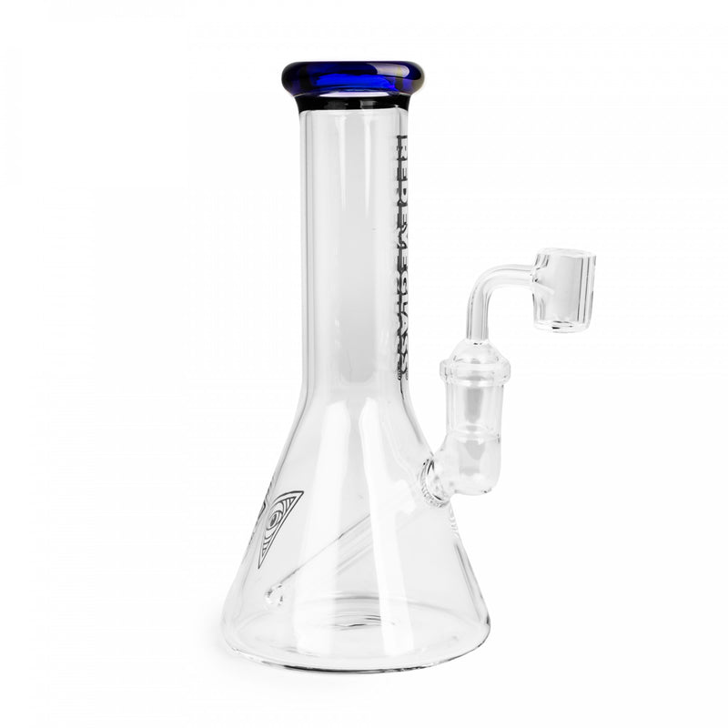 8" Tall Blue Beaker Dab Rig with Quartz Banger