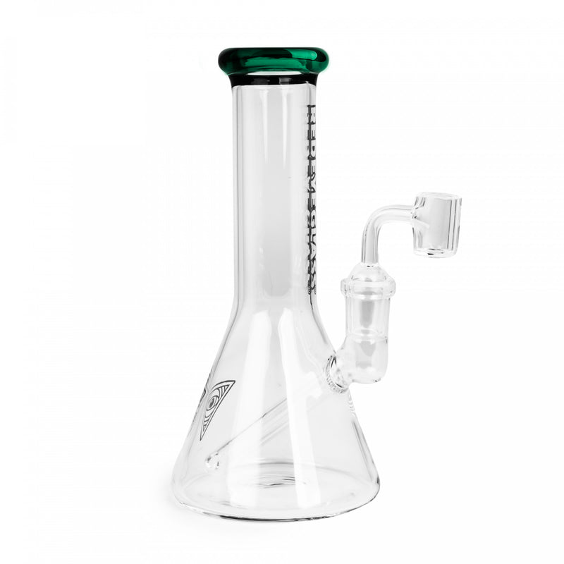 8" Tall Teal Beaker Dab Rig with Quartz Banger
