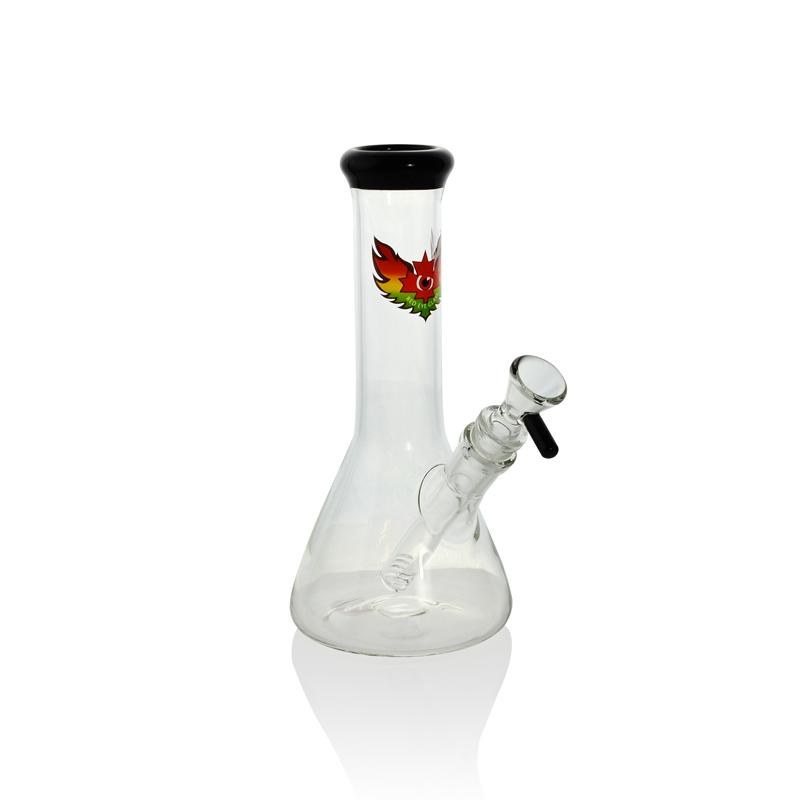 Red Eye Glass 8 Inch Black Tall Beaker Tube Bong