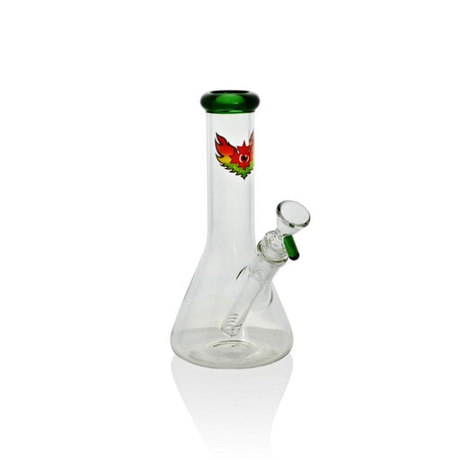 Red Eye Glass 8 Inch Green Tall Beaker Tube Bong