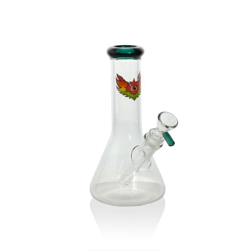 Red Eye Glass 8 Inch Teal Tall Beaker Tube Bong
