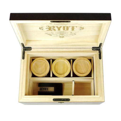 RYOT Lockable Wooden Storage Box with Jars and Rolling Tray Canada