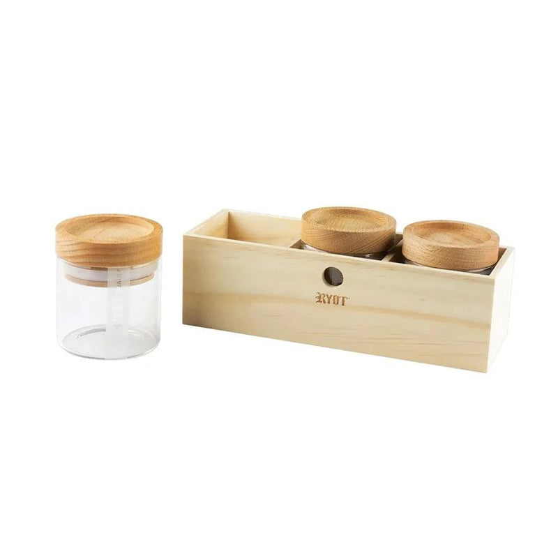 RYOT Lockable Wooden Storage Box with Jars and Rolling Tray Canada