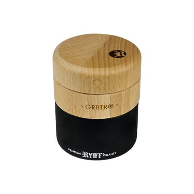 RYOT Wood GR8TR with Matte Black Jar Body and Beech Top