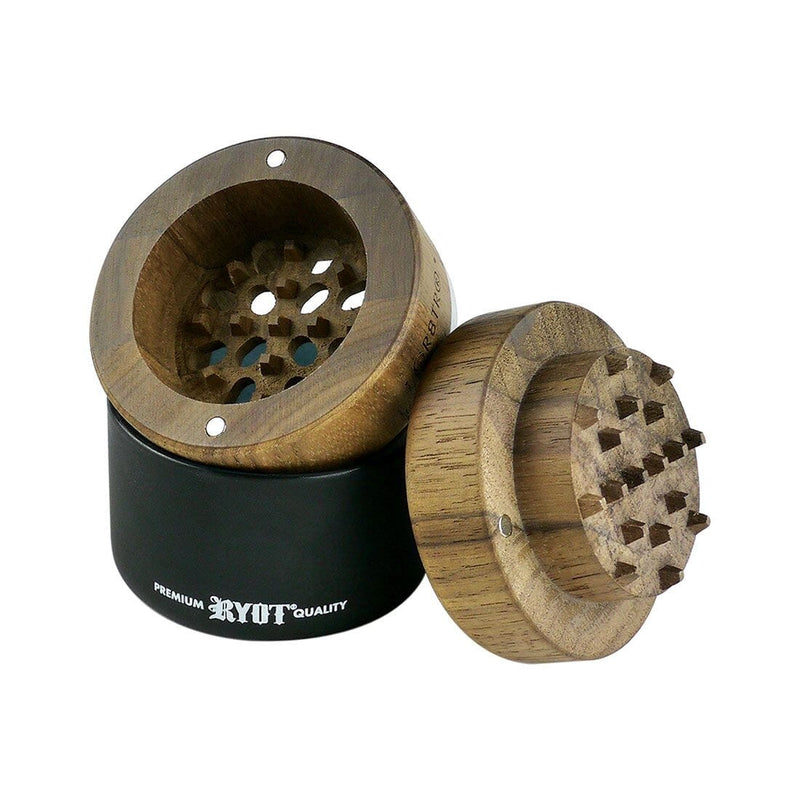 RYOT Wood GR8TR with Matte Black Jar Body and Walnut Top