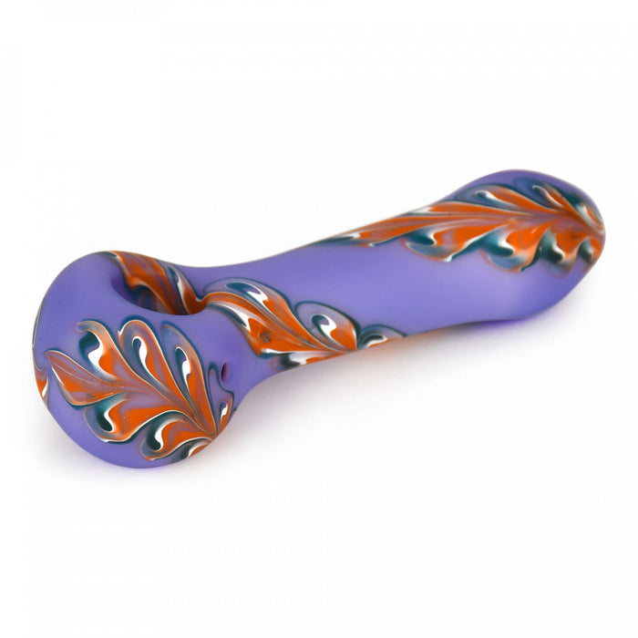 Red Eye 4.5" Frosted Half Paisley Spoon Pipe Purple and Orange Canada
