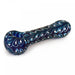 4.5" Red Eye Glass Frosted Paisley Hand Pipe Blue with Teal Accents