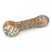 4.5" Red Eye Glass Frosted Paisley Spoon Pipe White and Orange 