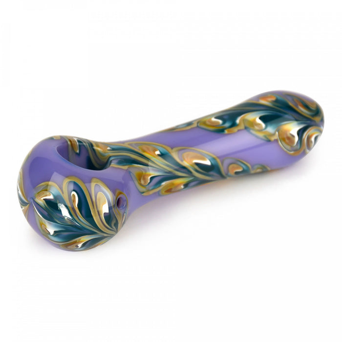 Red Eye 4.5" Half Paisley Spoon Pipe Purple and Yellow