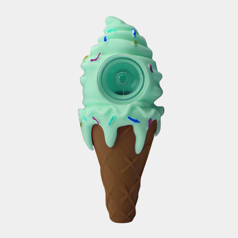 Silicone Ice Cream Cone Hand Pipe with Glass Bowl