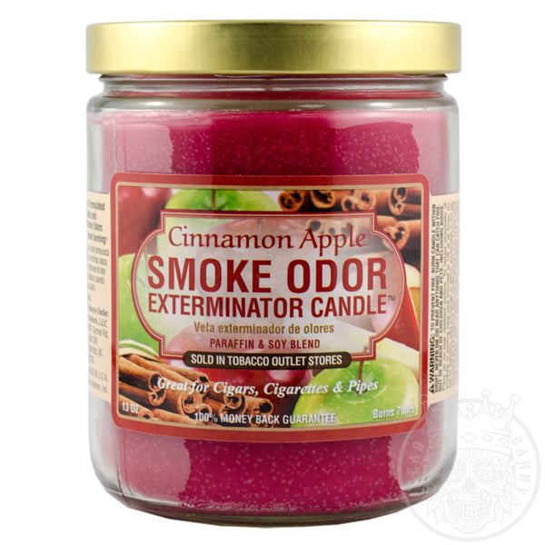 tobacco outlet smoke odor candles Cracklin' Fireside Eliminator Candle Glass container Candle Height 4 inch Width 4 inch weight 13 ounce Material type Paraffin Wax Smoke Odor Exterminator Candle -