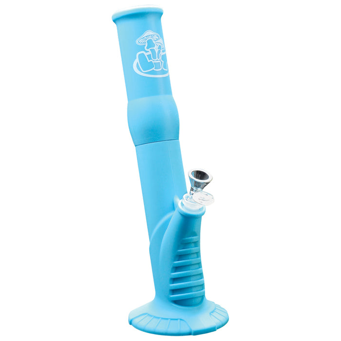 LIT Silicone Blue Water Pipe with Glass on Glass Pull Out