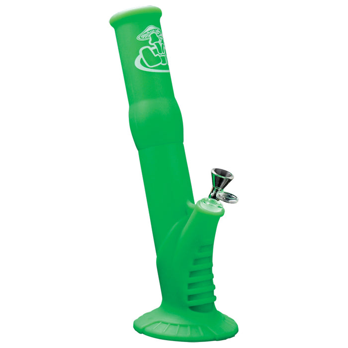 LIT Silicone Green Water Pipe with Glass on Glass Pull Out