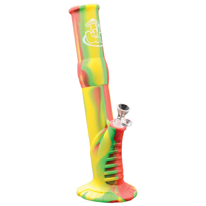 LIT Silicone Rasta Water Pipe with Glass on Glass Pull Out