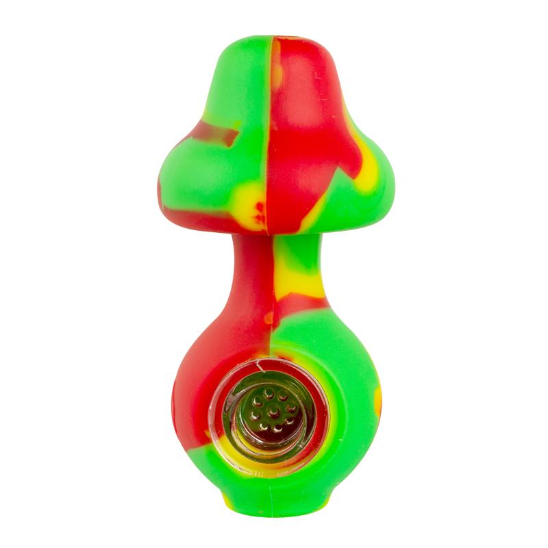 LIT Silicone Rasta Mushroom Pipe with Glass Bowl