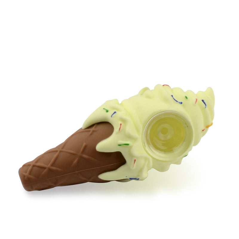 Light Green Ice Cream Cone Silicone Pipe with Glass Bowl