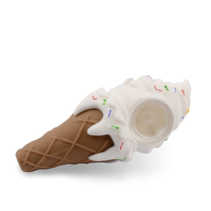 Vanilla Ice Cream Cone Silicone Pipe with Glass Bowl