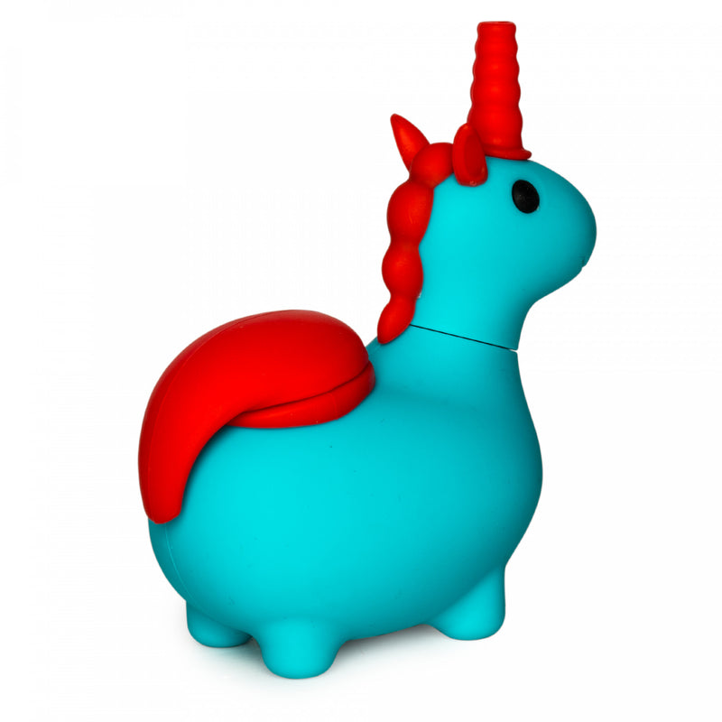 Blue  Silicone Unicorn Smoking Pipe with Glass Bowl